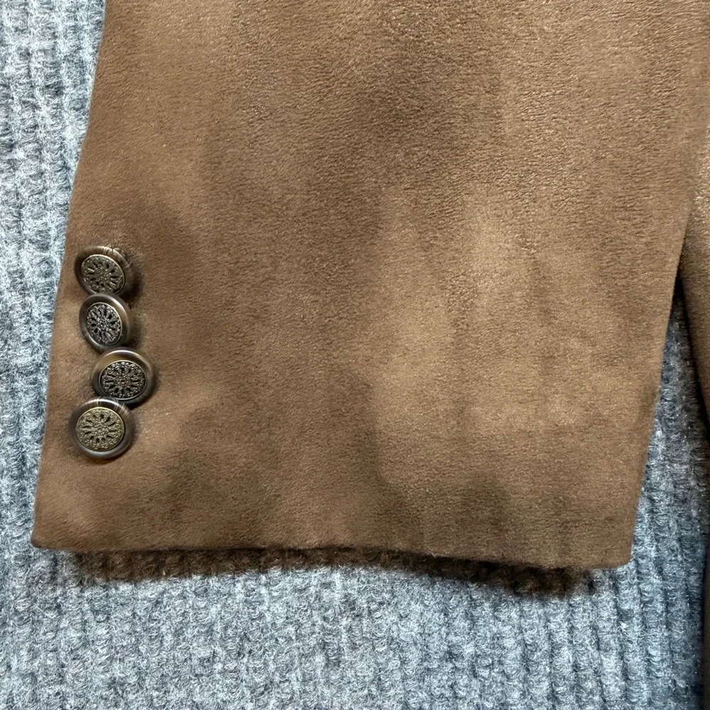 Andrew Fezza‎ Faux Suede Sport Coat Blazer Mens 48L Brown Three Button Jacket
